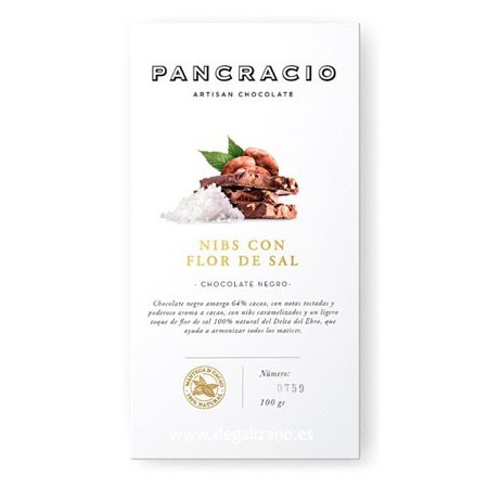 Chocolate PANCRACIO Negro 65% Nibs con Flor de Sal 100 grs
