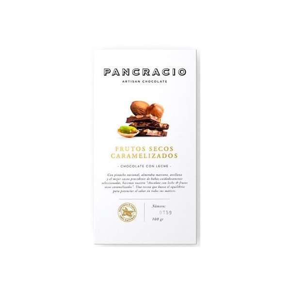 Chocolate PANCRACIO Con Leche y Frutos Secos Caramelizados 100 grs