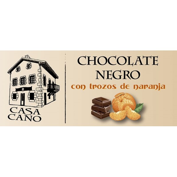 Chocolate Negro Artesano con Trozos de Naranja Casa Cano 125 grs